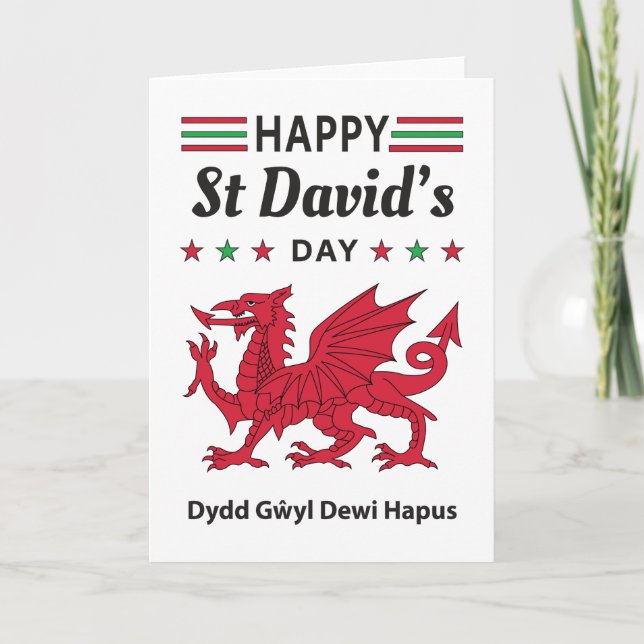 Happy St David's Day Dydd GÆDewi Hapus 5 Karte (Vorderseite)