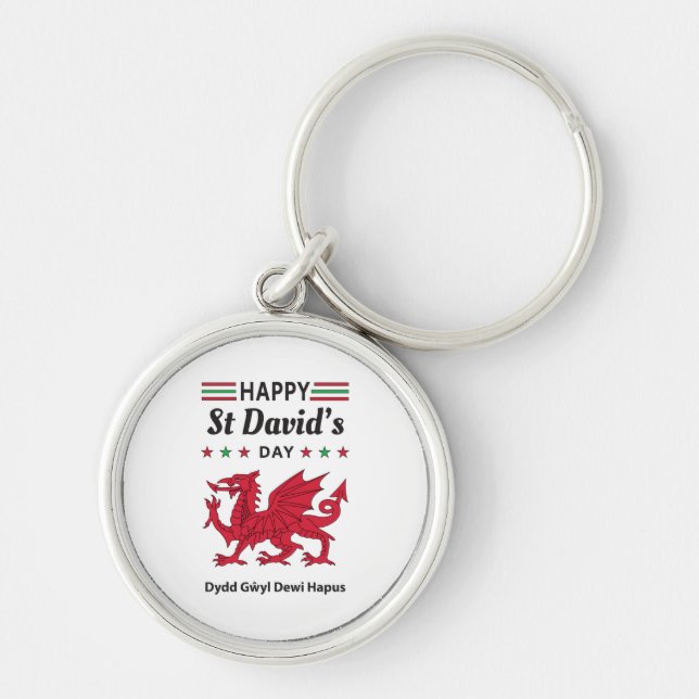 Happy St David's Day Dydd GÆDewi Hapus 5 Schlüsselanhänger (Vorne)