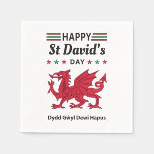 Happy St David's Day Dydd GÆDewi Hapus 5 Serviette
