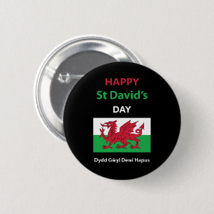 Happy St David's Day Dydd GÆDewi Hapus Button