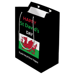 Happy St David's Day Dydd GÆDewi Hapus Mittlere Geschenktüte