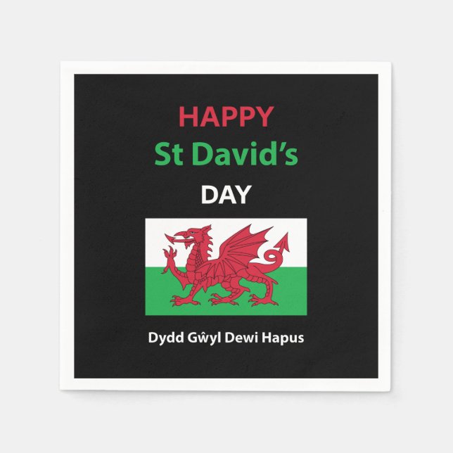 Happy St David's Day Dydd GÆDewi Hapus Serviette (Vorderseite)