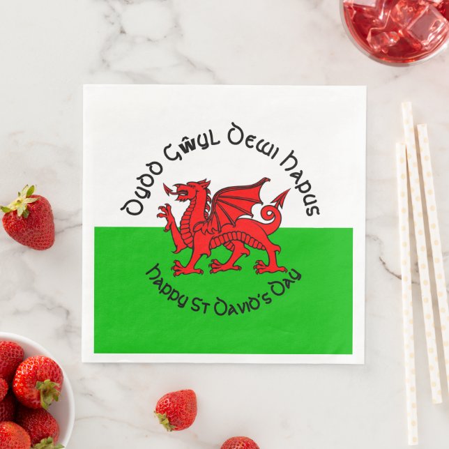 Happy St Davids Day im keltischen Stil Serviette (Beispiel)