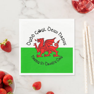 Happy St Davids Day in Celtic Style Luncheon Serviette