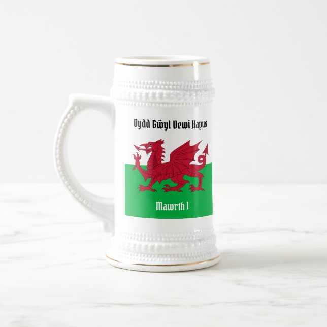 Happy St. David's Day Red Dragon Welsh Flag Bierglas (Links)