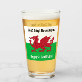 Happy St. David's Day Red Dragon Welsh Flag Glas
