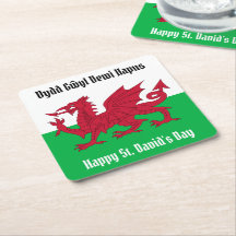 Happy St. David's Day Red Dragon Welsh Flag