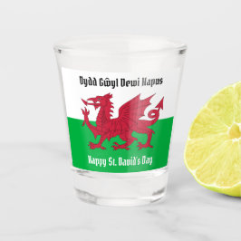 Happy St. David's Day Red Dragon Welsh Flag Schnapsglas