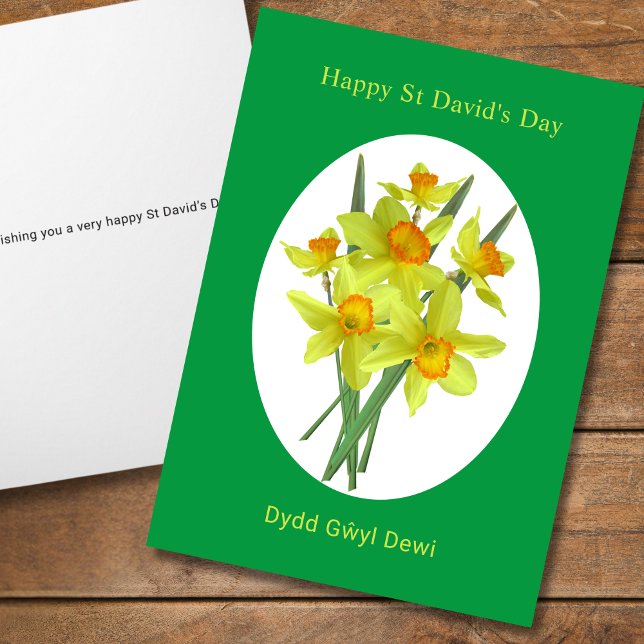 Happy St David's Day Welsh Daffodils Karte (Add your message inside to personalize.  all text is editable)