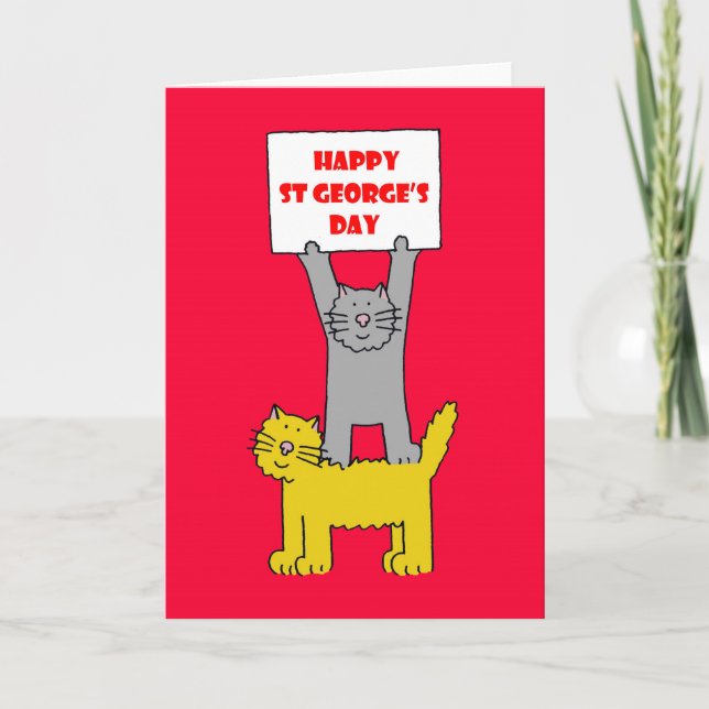 Happy St George's Day Cartoon Cats Karte (Vorderseite)