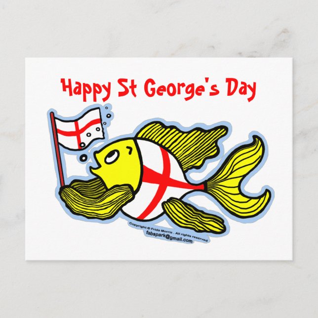 Happy St Georges Day Spaß Cartoon englische Flagge Postkarte (Vorderseite)