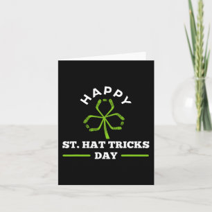 Happy St. Hat Tricks Day Hockey Sticks Kleeblatt Karte