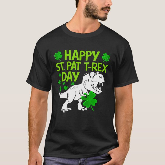 Happy St Pat Rex Day Dino Shamrock St Patricks Day T-Shirt (Vorderseite)