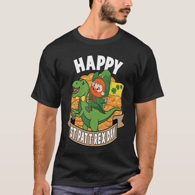 Happy St Pat Rex Day Dino St Patricks Dinosaur Boy T-Shirt (Vorderseite)