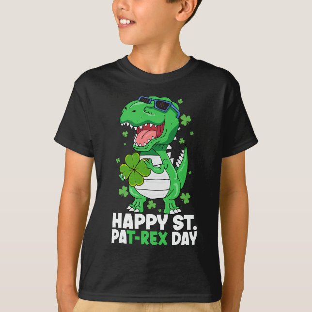 Happy St PaT-Rex Day Dinosaur St Patricks Day Boys T-Shirt (Vorderseite)