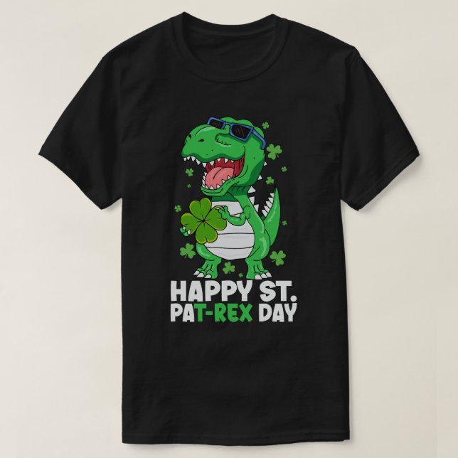 Happy St PaT-Rex Day Dinosaur St Patricks Day Boys T-Shirt (Design vorne)