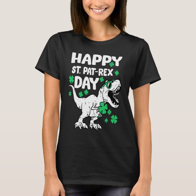 Happy St Pat Rex Day Dinosaur St Patricks Day Iris T-Shirt (Vorderseite)
