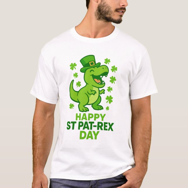 Happy St. Pat-Rex Day Funny Dinosaur T-Shirt (Vorderseite)