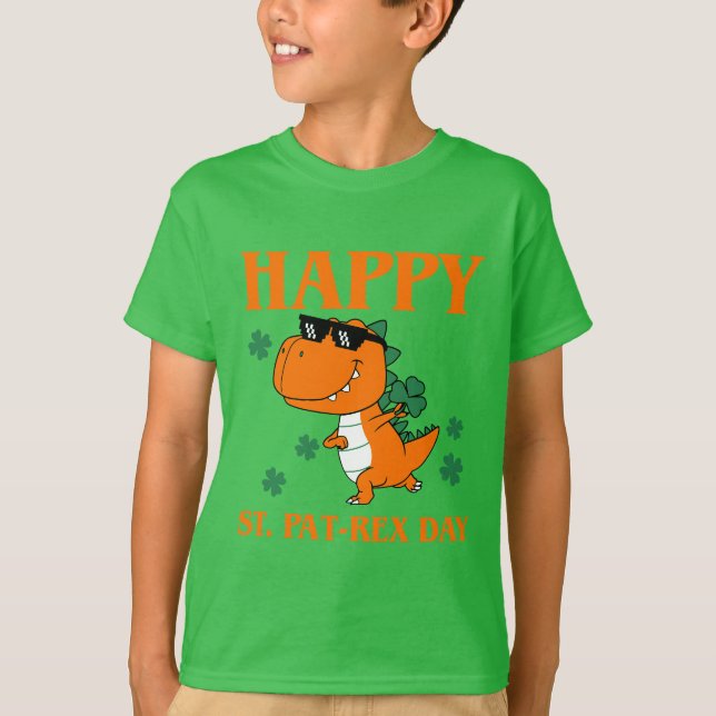 Happy St. Pat-Rex Day Funny Niedlich Dinosaur Iris T-Shirt (Vorderseite)