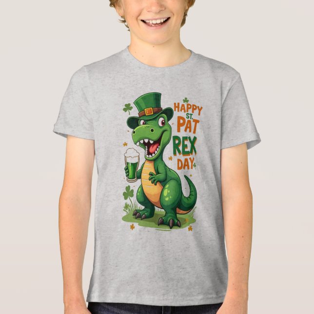 Happy St. Pat-Rex Day - Funny St. Patrick’s T-Rex Tri-Blend Shirt (Vorderseite)