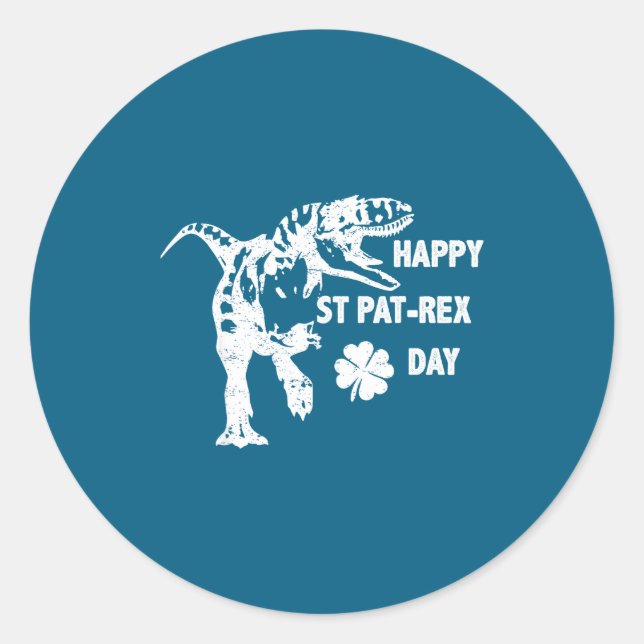 Happy St. Pat-rex Day Funny T-rex Dinosaur St Patr Runder Aufkleber (Vorderseite)