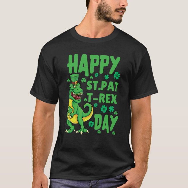 Happy St Pat Rex Day Kids St Patricks Day Dinosaur T-Shirt (Vorderseite)