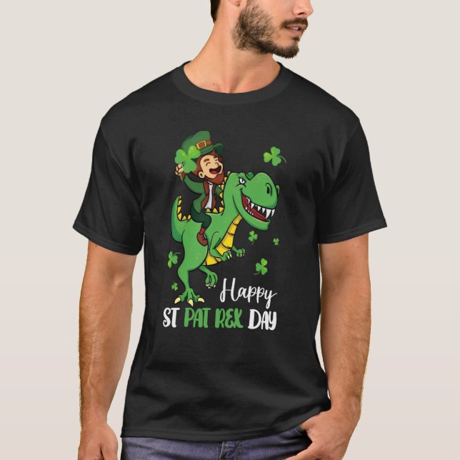 Happy St Pat Rex Day Leprechaun Dinosaur St Patric T-Shirt (Vorderseite)