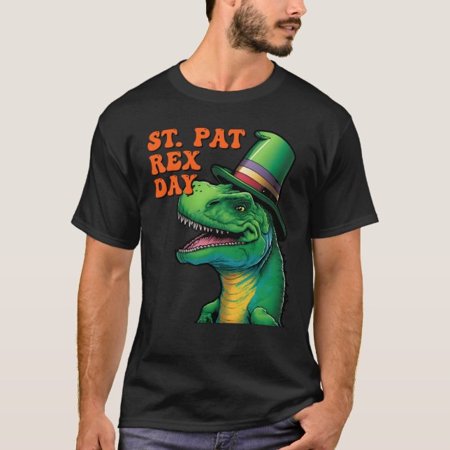 Happy St Pat Rex Day St Patricks Day Rex Leprechau T-Shirt (Vorderseite)