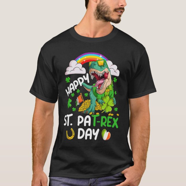 Happy St PaT Rex Dinosaur Trex Dino Saint Patrick' T-Shirt (Vorderseite)