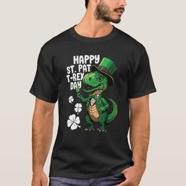 Happy St Pat Rex St Patricks Day Dinosaur Leprecha T-Shirt (Vorderseite)