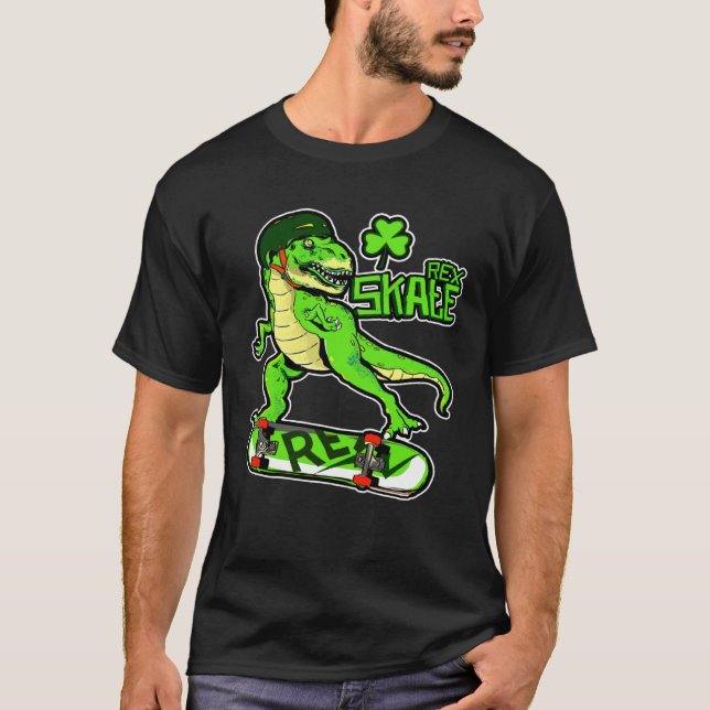 Happy St Pat SkateT Rex  Skater Rex St Patrick s D T-Shirt (Vorderseite)