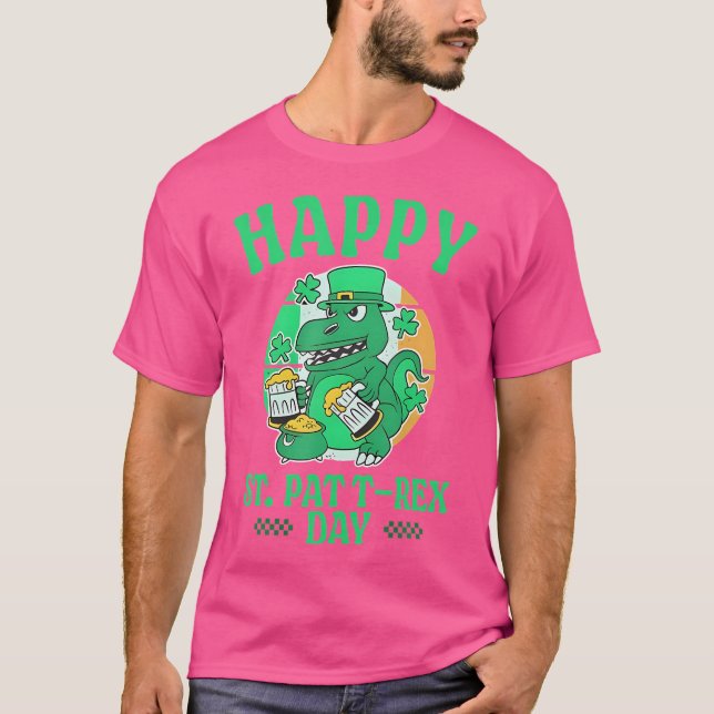 Happy St. Pat T-Rex Day Funny St. Patrick's T-Shirt (Vorderseite)