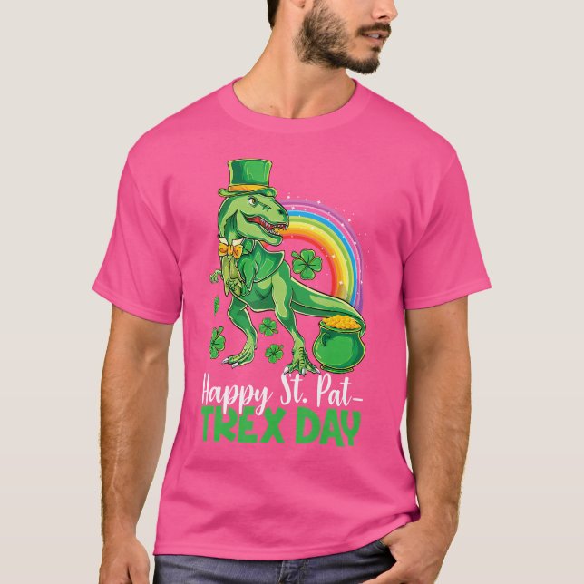 Happy St Pat T Rex Day Shirt Dinosaur Boys Girls K (Vorderseite)