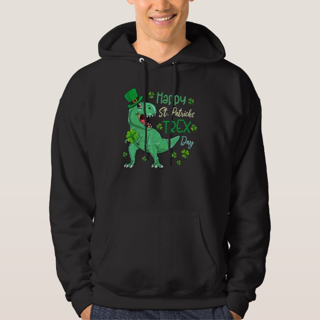 Happy St Pat T Rex Saint Patrick's Day Dinosaur Bo Hoodie (Vorderseite)