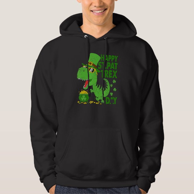 Happy St Pat T Rex Saint Patrick's Day Dinosaur Bo Hoodie (Vorderseite)