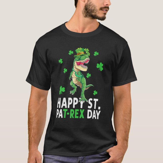 Happy St Pat T Rex Saint Patrick's Day Dinosaur Bo T-Shirt (Vorderseite)