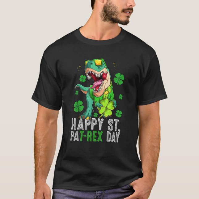 Happy St Pat T-Rex Saint Patrick's Day Dinosaur Bo T-Shirt (Vorderseite)