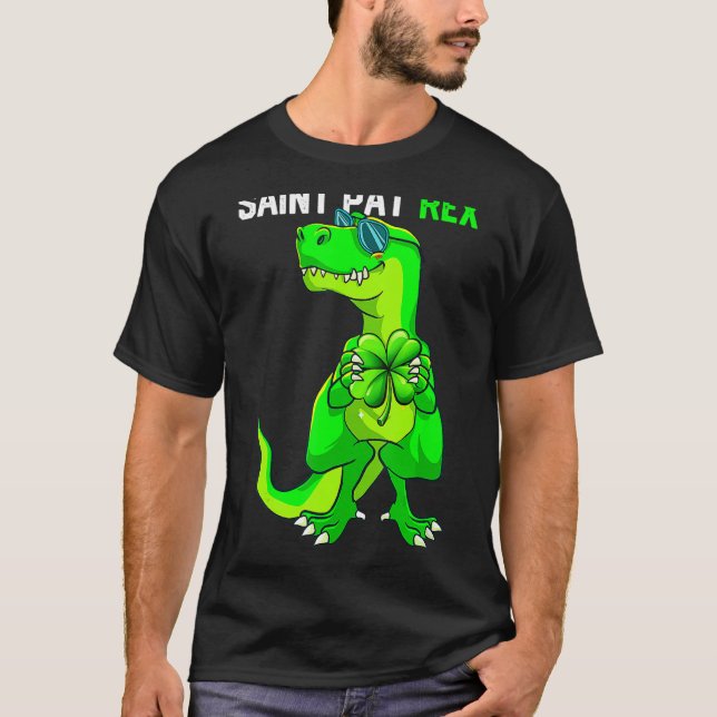 Happy St Pat T Rex Saint Patrick's Day Funny Dinos T-Shirt (Vorderseite)
