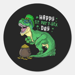 Happy St Pat Trex Day Dino St Patricks Day Kleinki Runder Aufkleber