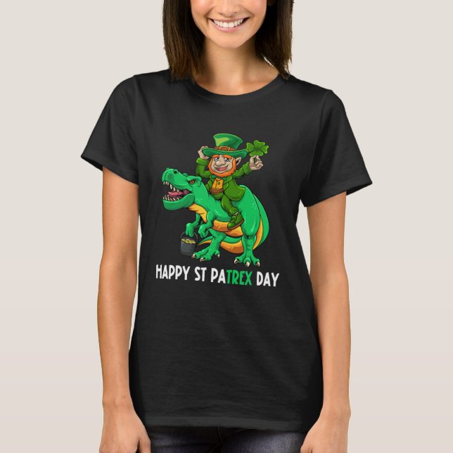 Happy St Pat Trex Day Dino St Patricks Day Leprech T-Shirt (Vorderseite)