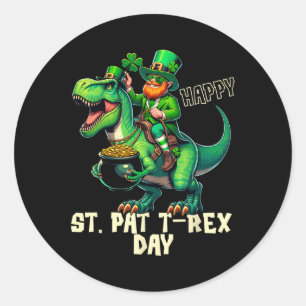 Happy St. Pat Trex Day Dinosaur Kleinkind Boys St  Runder Aufkleber