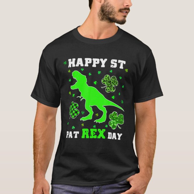 Happy St Pat Trex Day Dinosaur Patricks Day Leprec T-Shirt (Vorderseite)