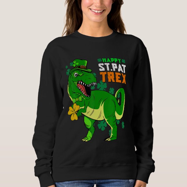 Happy St Pat Trex Day Saint Patrick Dinosaur Boys Sweatshirt (Vorderseite)
