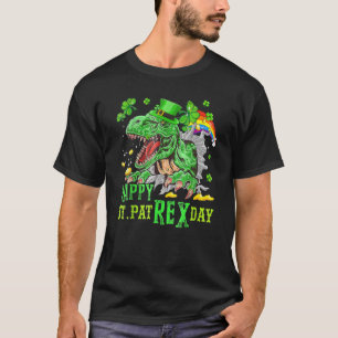 Happy St Pat Trex Day Saint Patrick Dinosaur Boys T-Shirt