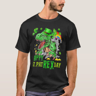Happy St Pat Trex Day Saint Patrick Dinosaur Boys T-Shirt