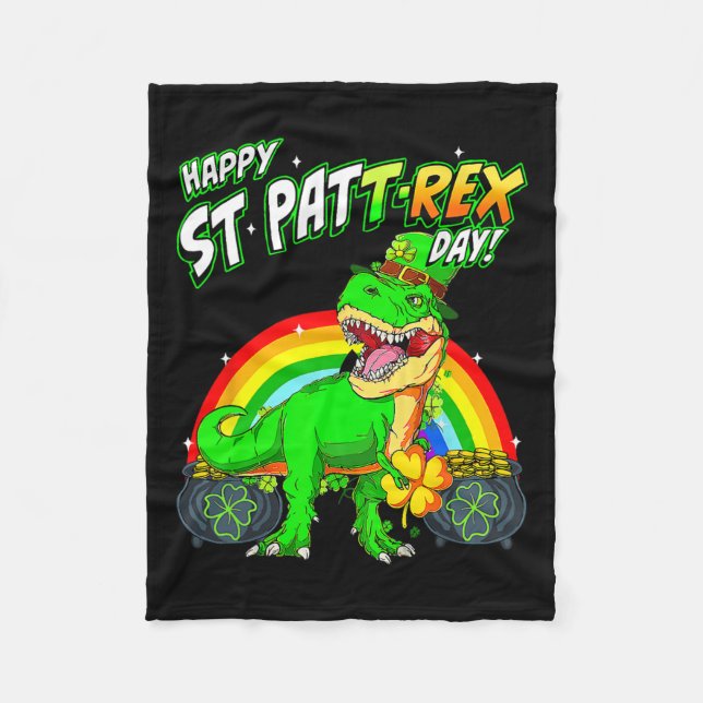 Happy St Pat Trex Day St Patricks Day Niedlich Din Fleecedecke (Vorderseite)