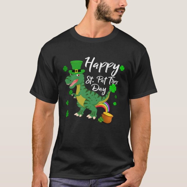 Happy St. Pat Trex Day T-Shirt Dinosaur St. Patric (Vorderseite)