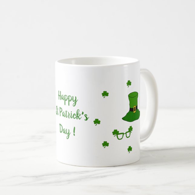 Happy St Patri Minimalistische Niedliche Kaffee Ta Kaffeetasse (VorderseiteRechts)