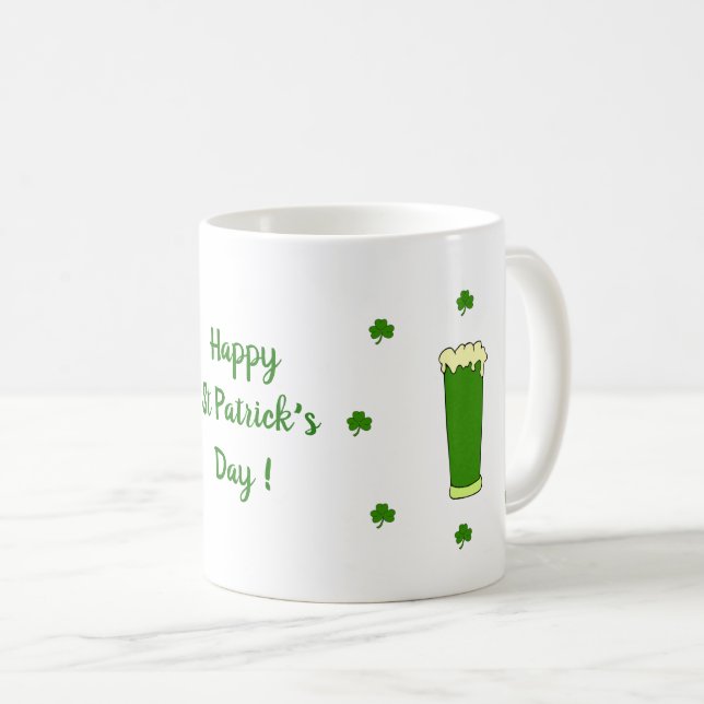 Happy St Patri Minimalistische Niedliche Kaffee Ta Kaffeetasse (VorderseiteRechts)