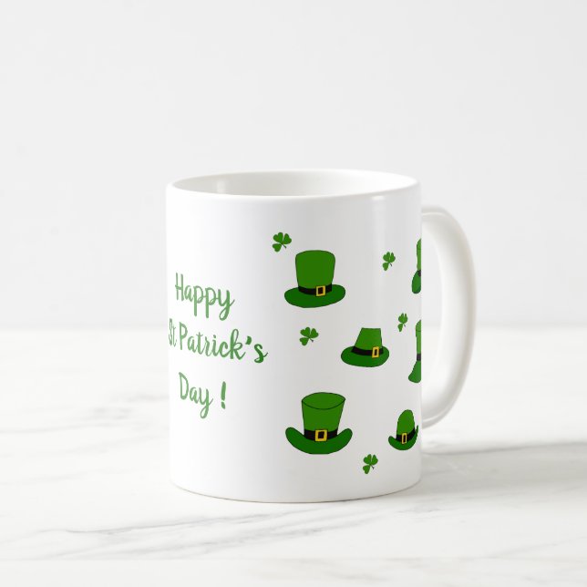 Happy St Patri Minimalistische Niedliche Kaffee Ta Kaffeetasse (VorderseiteRechts)